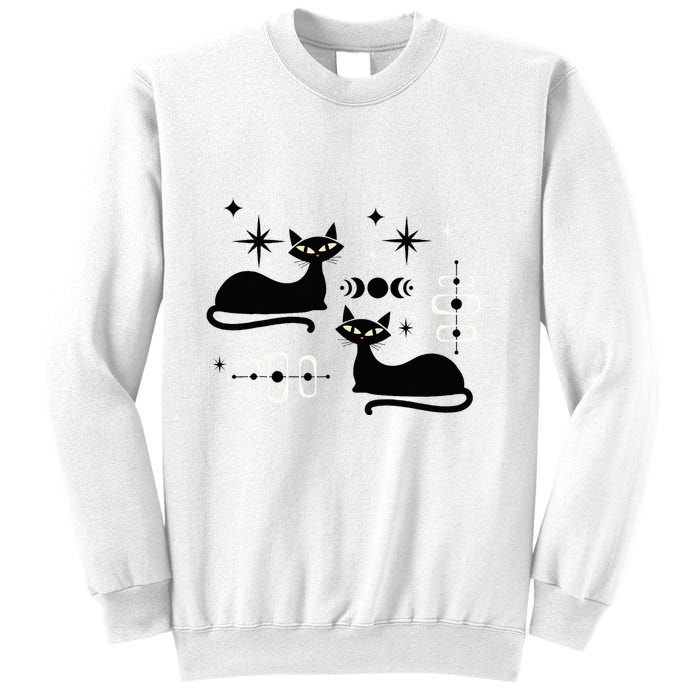 Midcentury Mid Century Cat Retro Atomic Age Space Modern Sweatshirt