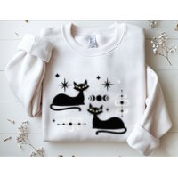 Midcentury Mid Century Cat Retro Atomic Age Space Modern Sweatshirt
