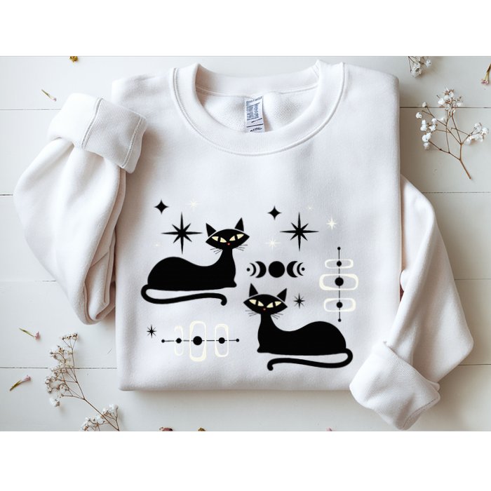 Midcentury Mid Century Cat Retro Atomic Age Space Modern Sweatshirt