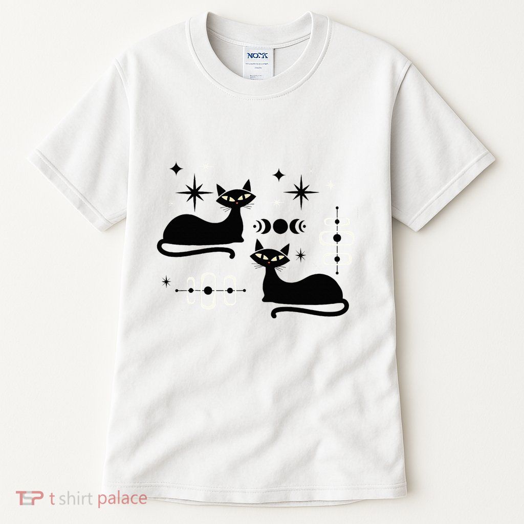 Midcentury Mid Century Cat Retro Atomic Age Space Modern Tall T-Shirt