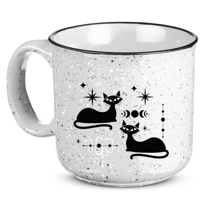 Midcentury Mid Century Cat Retro Atomic Age Space Modern 15oz Campfire Ceramic Mug