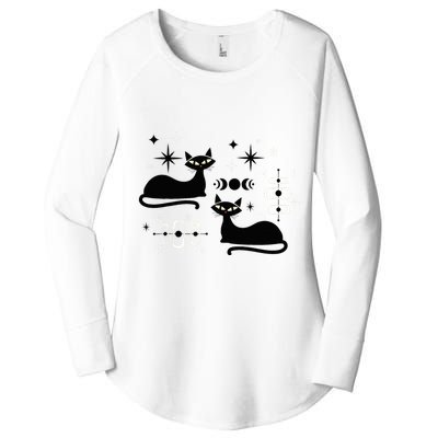 Midcentury Mid Century Cat Retro Atomic Age Space Modern Women's Perfect Tri Tunic Long Sleeve Shirt