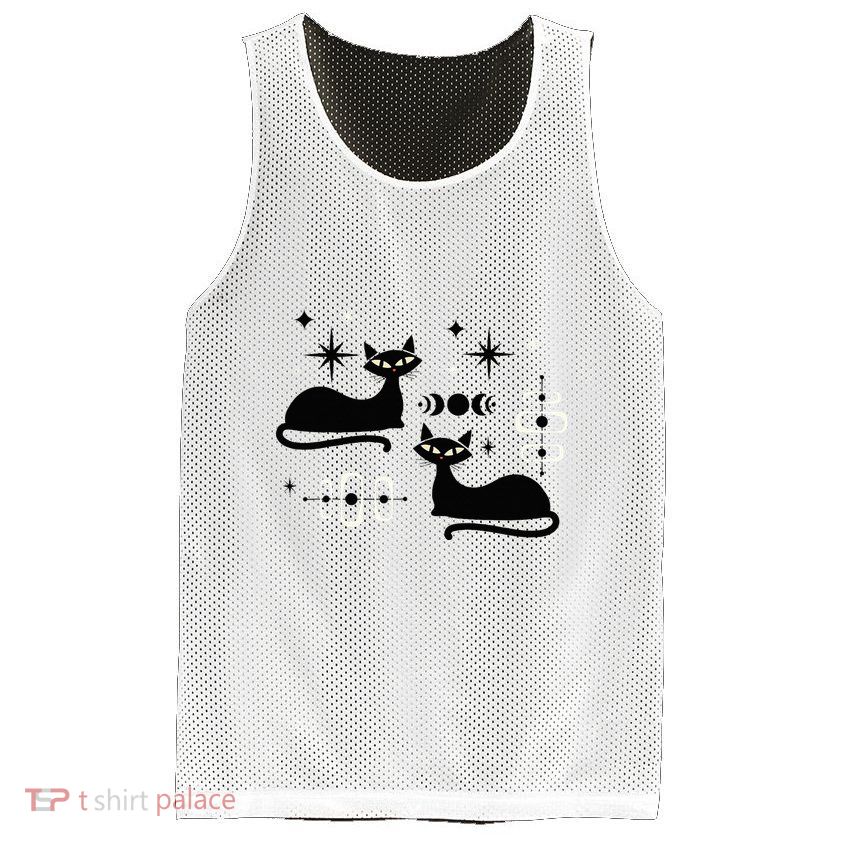 Midcentury Mid Century Cat Retro Atomic Age Space Modern Mesh Reversible Basketball Jersey Tank