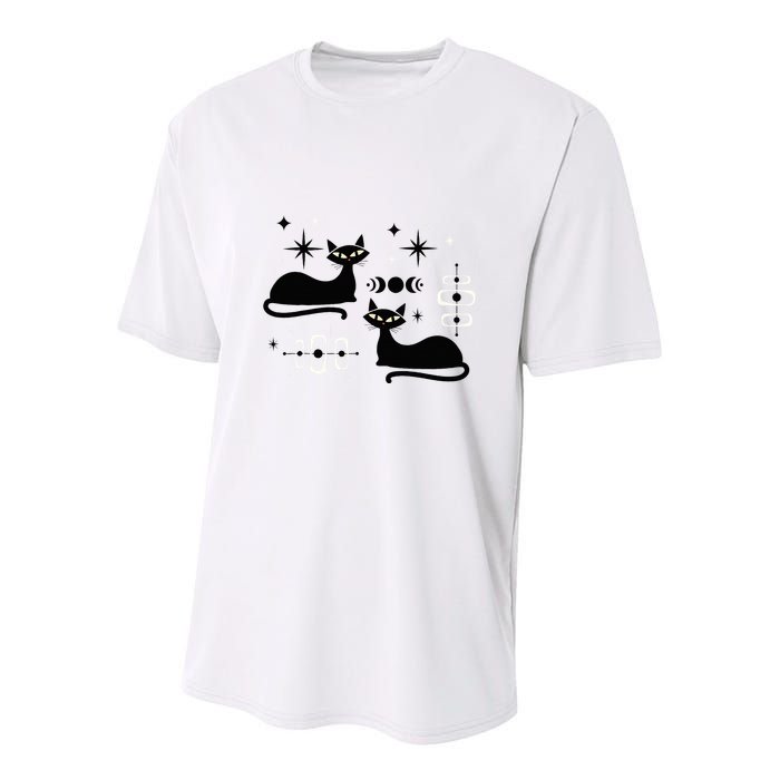 Midcentury Mid Century Cat Retro Atomic Age Space Modern Youth Performance Sprint T-Shirt