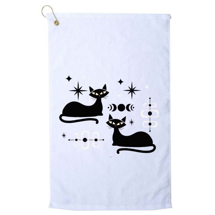 Midcentury Mid Century Cat Retro Atomic Age Space Modern Golf Towel