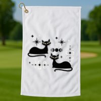 Midcentury Mid Century Cat Retro Atomic Age Space Modern Golf Towel