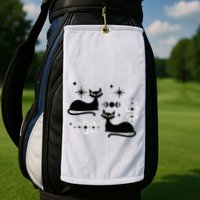 Midcentury Mid Century Cat Retro Atomic Age Space Modern Golf Towel
