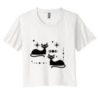 Midcentury Mid Century Cat Retro Atomic Age Space Modern Women's Crop Top Tee