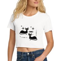 Midcentury Mid Century Cat Retro Atomic Age Space Modern Women's Crop Top Tee