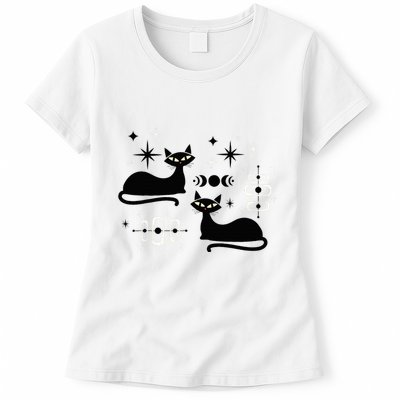 Midcentury Mid Century Cat Retro Atomic Age Space Modern Womens T-Shirt