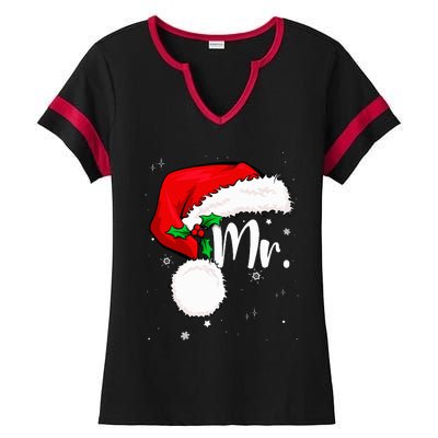 Mr Mrs Claus Christmas Couples Matching His And Her Pajamas Ladies Halftime Notch Neck Tee