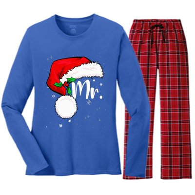 Mr Mrs Claus Christmas Couples Matching His And Her Pajamas Women's Long Sleeve Flannel Pajama Set 