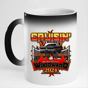 Motor Mania Cruisin Woodward 2024 Detroit To Pontiac Muscle Car 11oz Black Color Changing Mug