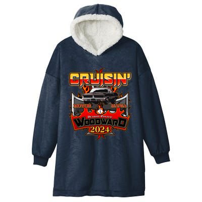 Motor Mania Cruisin Woodward 2024 Detroit To Pontiac Muscle Car Hooded Wearable Blanket