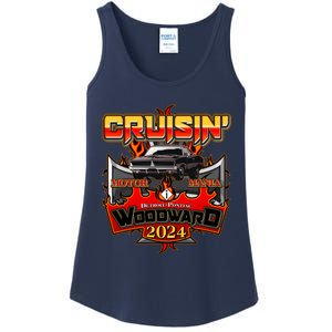 Motor Mania Cruisin Woodward 2024 Detroit To Pontiac Muscle Car Ladies Essential Tank