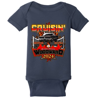 Motor Mania Cruisin Woodward 2024 Detroit To Pontiac Muscle Car Baby Bodysuit