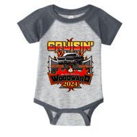 Motor Mania Cruisin Woodward 2024 Detroit To Pontiac Muscle Car Infant Baby Jersey Bodysuit