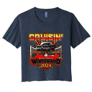 Motor Mania Cruisin Woodward 2024 Detroit To Pontiac Muscle Car Women's Crop Top Tee