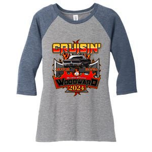 Motor Mania Cruisin Woodward 2024 Detroit To Pontiac Muscle Car Women's Tri-Blend 3/4-Sleeve Raglan Shirt