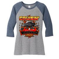 Motor Mania Cruisin Woodward 2024 Detroit To Pontiac Muscle Car Women's Tri-Blend 3/4-Sleeve Raglan Shirt