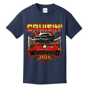 Motor Mania Cruisin Woodward 2024 Detroit To Pontiac Muscle Car Kids T-Shirt