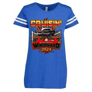 Motor Mania Cruisin Woodward 2024 Detroit To Pontiac Muscle Car Enza Ladies Jersey Football T-Shirt