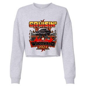 Motor Mania Cruisin Woodward 2024 Detroit To Pontiac Muscle Car Cropped Pullover Crew