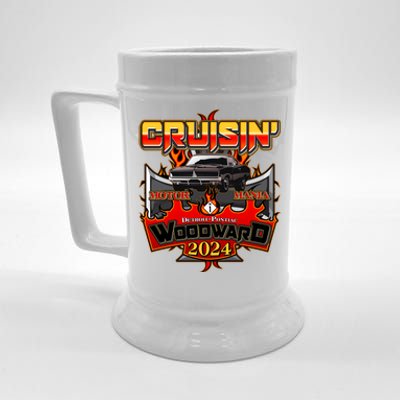 Motor Mania Cruisin Woodward 2024 Detroit To Pontiac Muscle Car Beer Stein