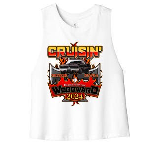 Motor Mania Cruisin Woodward 2024 Detroit To Pontiac Muscle Car Women's Racerback Cropped Tank