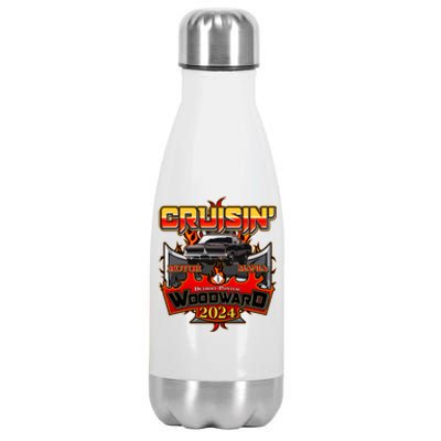 Motor Mania Cruisin Woodward 2024 Detroit To Pontiac Muscle Car Stainless Steel Insulated Water Bottle