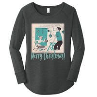 Mcm Mid Century Modern Christmas Retro 50S Couple Merry Women's Perfect Tri Tunic Long Sleeve Shirt