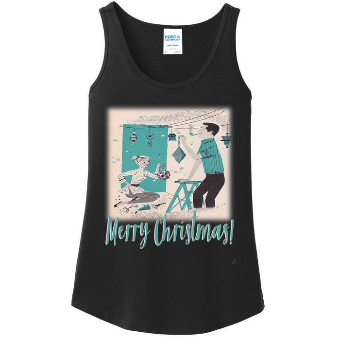 Mcm Mid Century Modern Christmas Retro 50S Couple Merry Ladies Essential Tank