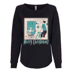 Mcm Mid Century Modern Christmas Retro 50S Couple Merry Womens California Wash Sweatshirt