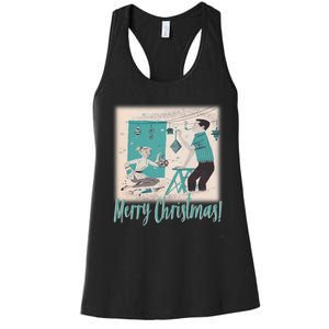 Mcm Mid Century Modern Christmas Retro 50S Couple Merry Women's Racerback Tank