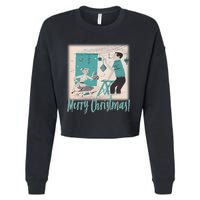 Mcm Mid Century Modern Christmas Retro 50S Couple Merry Cropped Pullover Crew