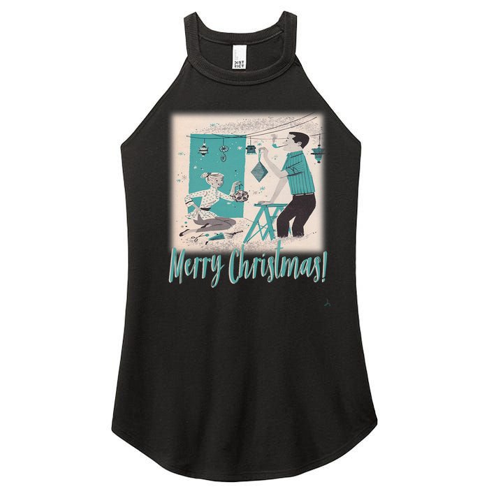 Mcm Mid Century Modern Christmas Retro 50S Couple Merry Women's Perfect Tri Rocker Tank