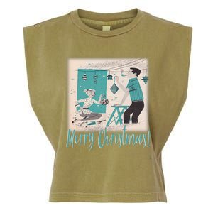 Mcm Mid Century Modern Christmas Retro 50S Couple Merry Garment-Dyed Women's Muscle Tee