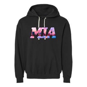 Mia Miami City Skyline Of Miami Beach Florida Garment-Dyed Fleece Hoodie