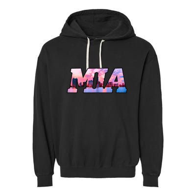 Mia Miami City Skyline Of Miami Beach Florida Garment-Dyed Fleece Hoodie