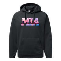 Mia Miami City Skyline Of Miami Beach Florida Performance Fleece Hoodie