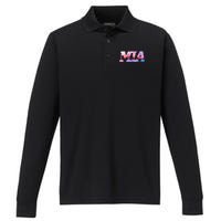 Mia Miami City Skyline Of Miami Beach Florida Performance Long Sleeve Polo