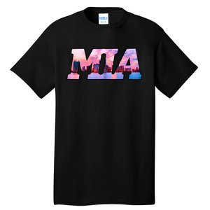 Mia Miami City Skyline Of Miami Beach Florida Tall T-Shirt