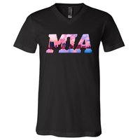 Mia Miami City Skyline Of Miami Beach Florida V-Neck T-Shirt