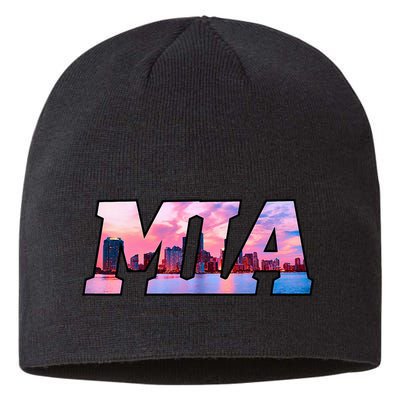 Mia Miami City Skyline Of Miami Beach Florida Sustainable Beanie