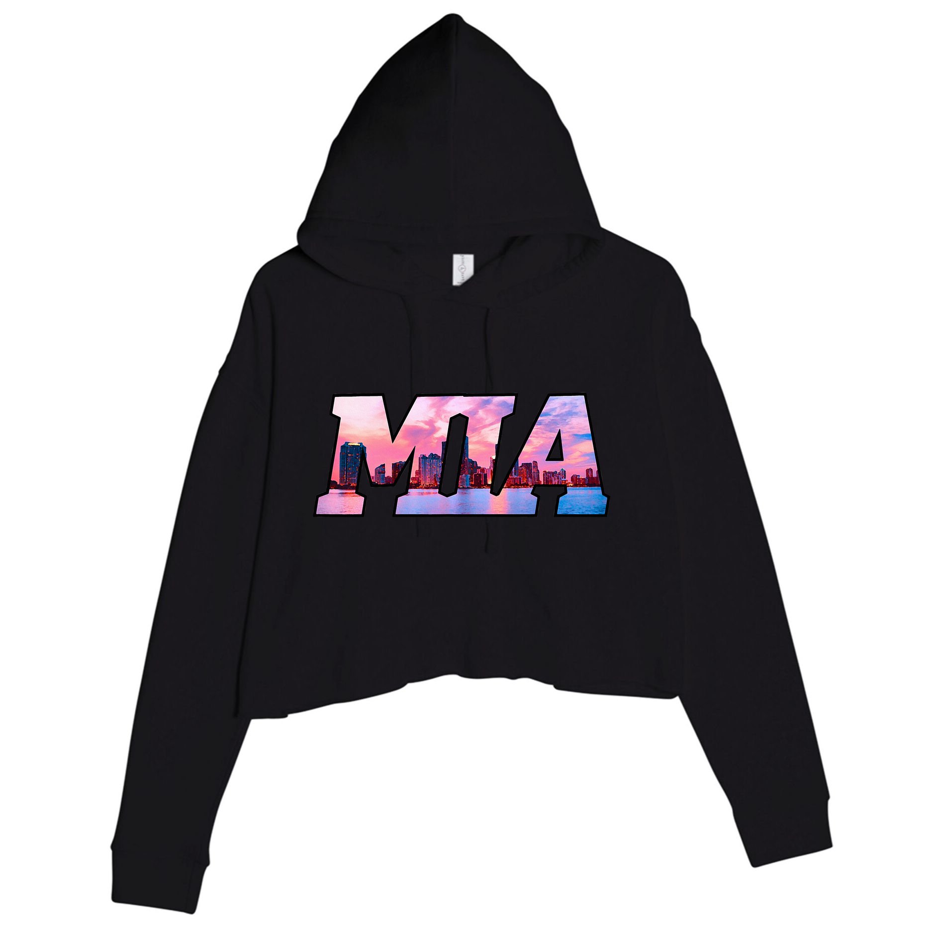 Mia Miami City Skyline Of Miami Beach Florida Crop Fleece Hoodie
