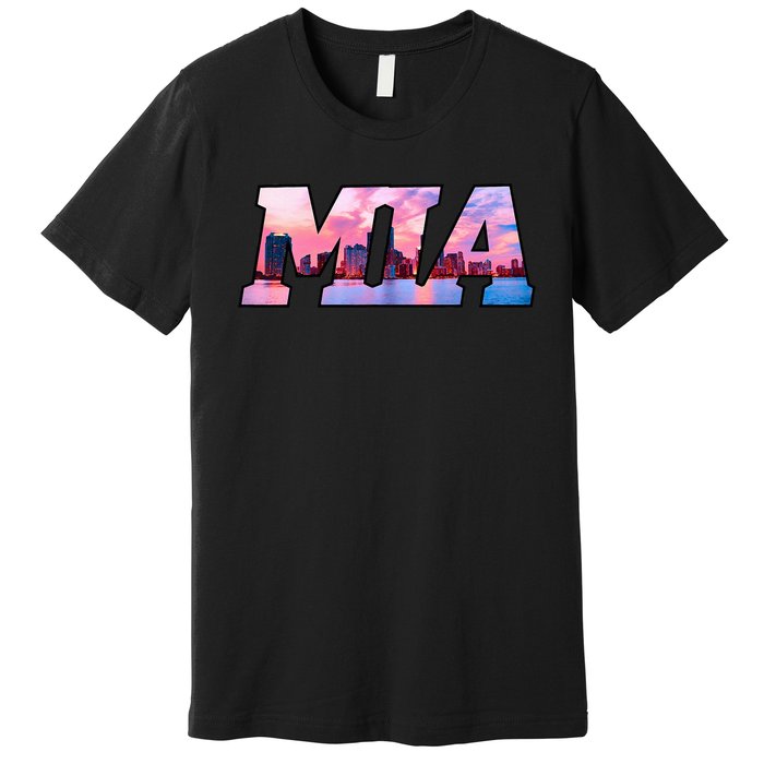 Mia Miami City Skyline Of Miami Beach Florida Premium T-Shirt