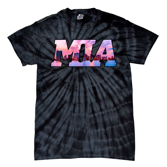 Mia Miami City Skyline Of Miami Beach Florida Tie-Dye T-Shirt