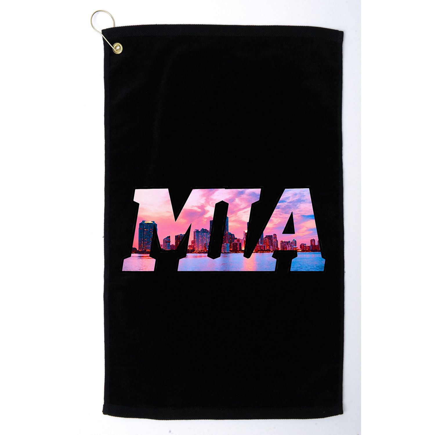 Mia Miami City Skyline Of Miami Beach Florida Golf Towel