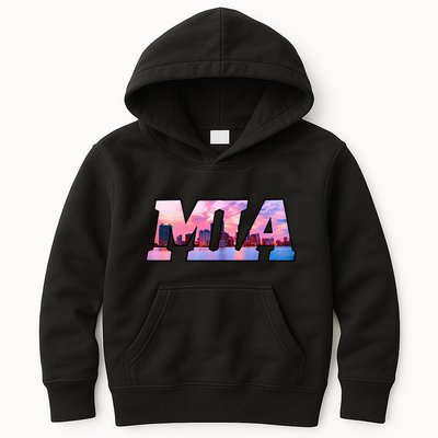 Mia Miami City Skyline Of Miami Beach Florida Kids Hoodie