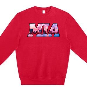 Mia Miami City Skyline Of Miami Beach Florida Premium Crewneck Sweatshirt